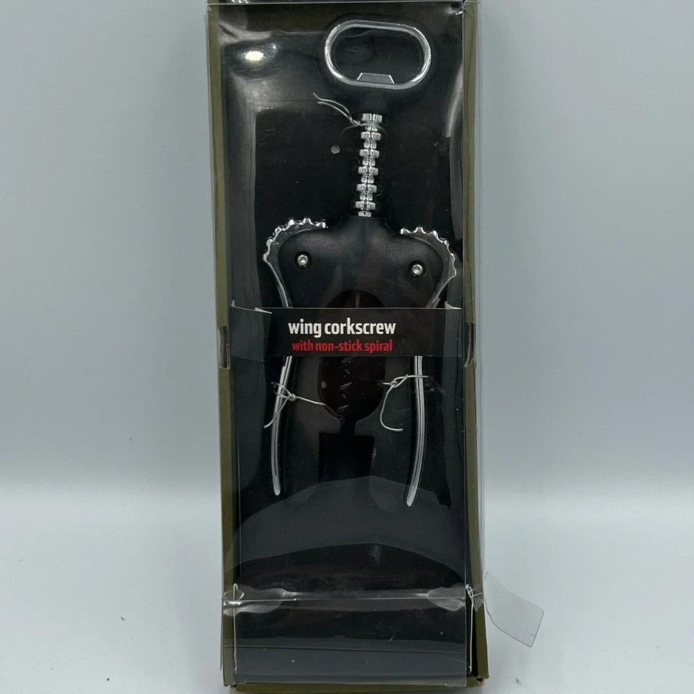 Wing Corkscrew Unisex OS Black Brand New Non-Stick Spiral Barware